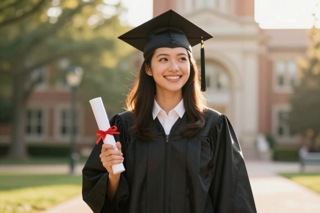 Graduate holding advanced degree diploma for EB-2 green card