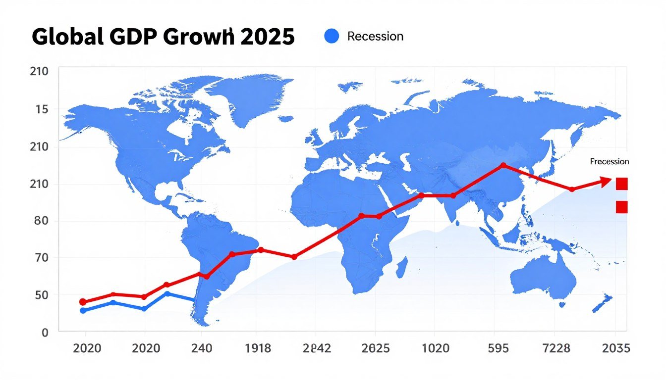 Graph showing global economic growth trends and recession indicators