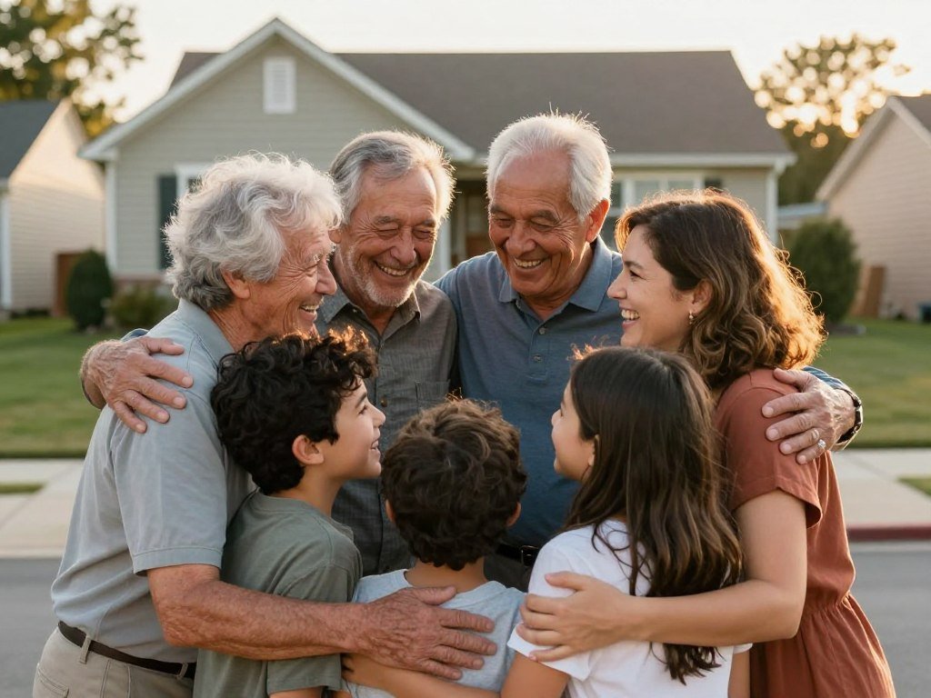 Happy reunited family in America after successful immigration