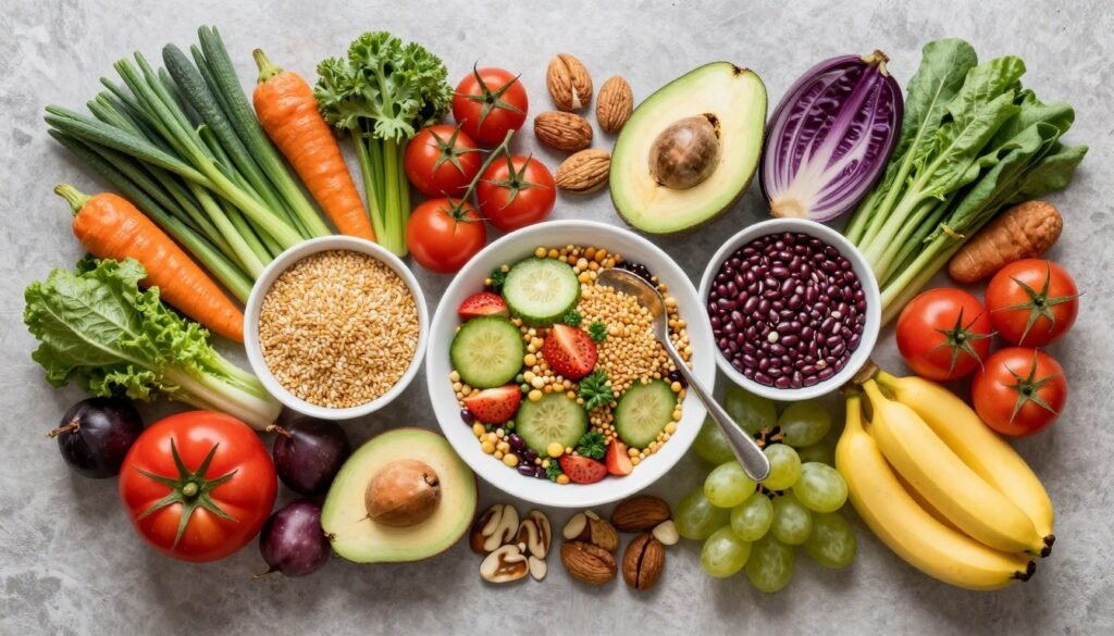 Healthy cancer prevention diet with fruits and vegetables