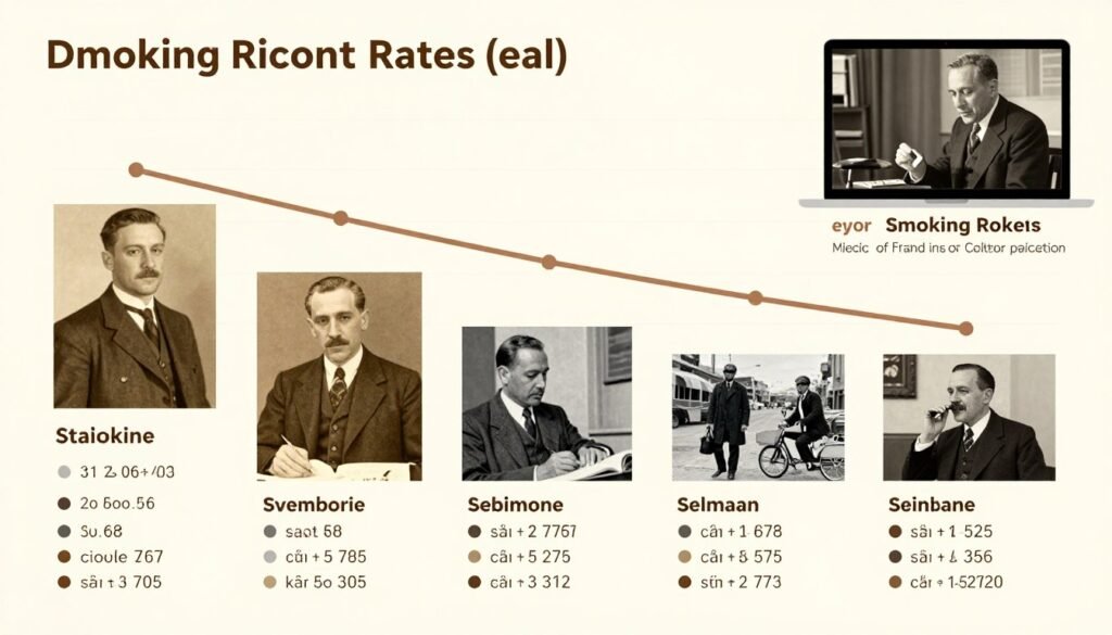 Historical timeline graph showing tobacco use trends from 1900s to present