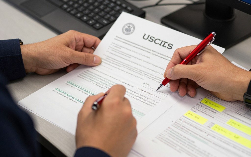 Immigration officer reviewing incomplete application documents