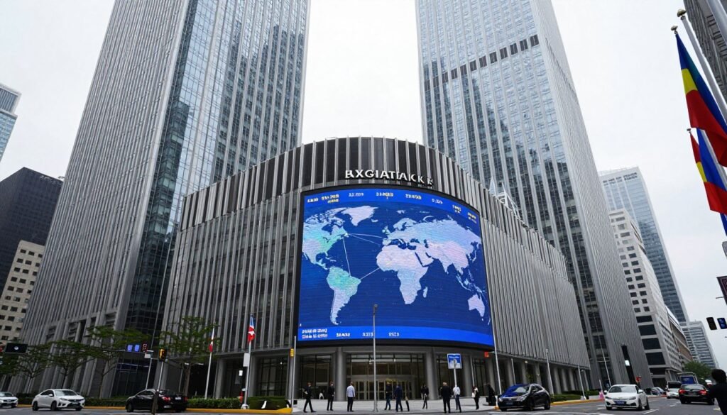 International financial district showing global economic connections affected by U.S. policy