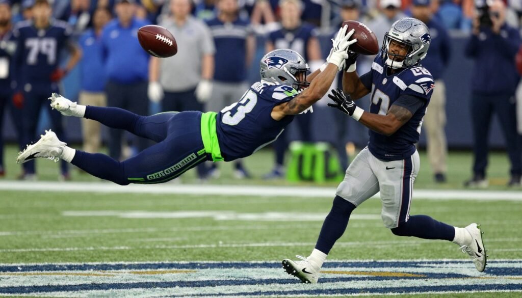 Jaxon Smith-Njigba making a catch against tight coverage for Super 2026 ball final prediction