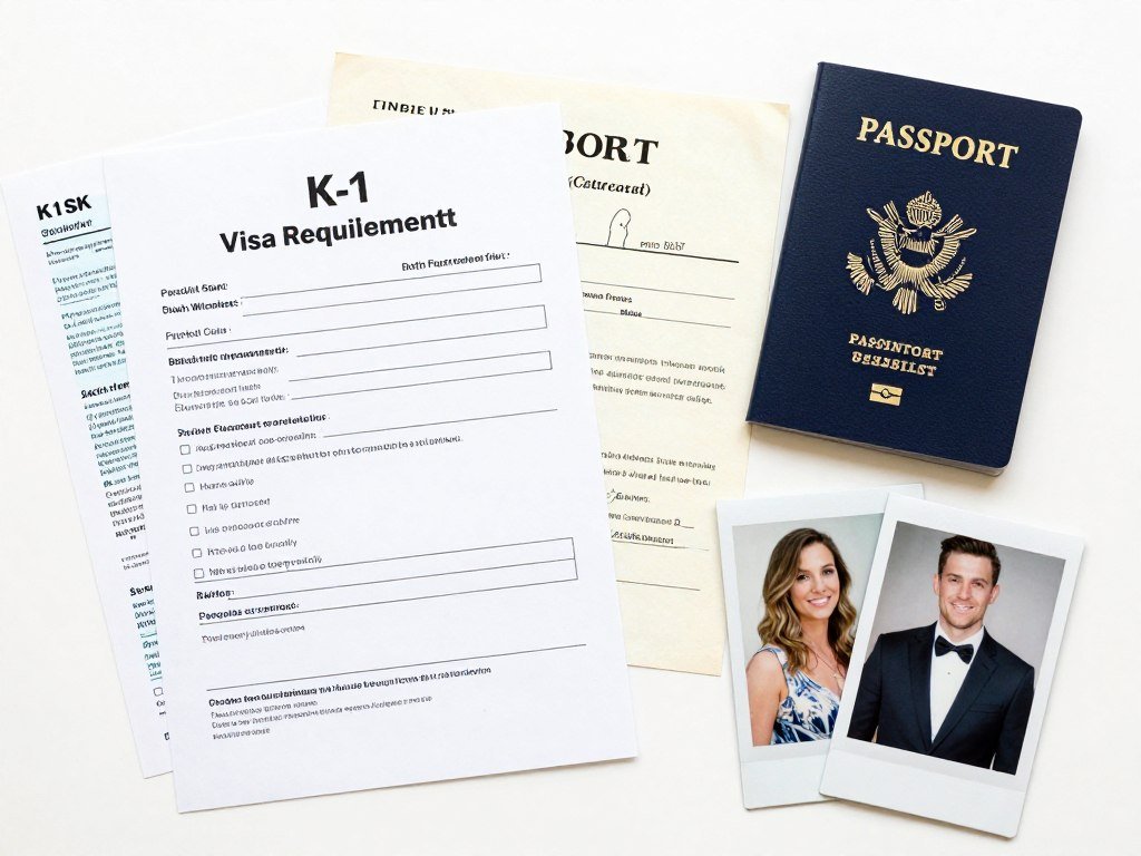 K-1 Fiancé Visa Requirements checklist with passport and documentation