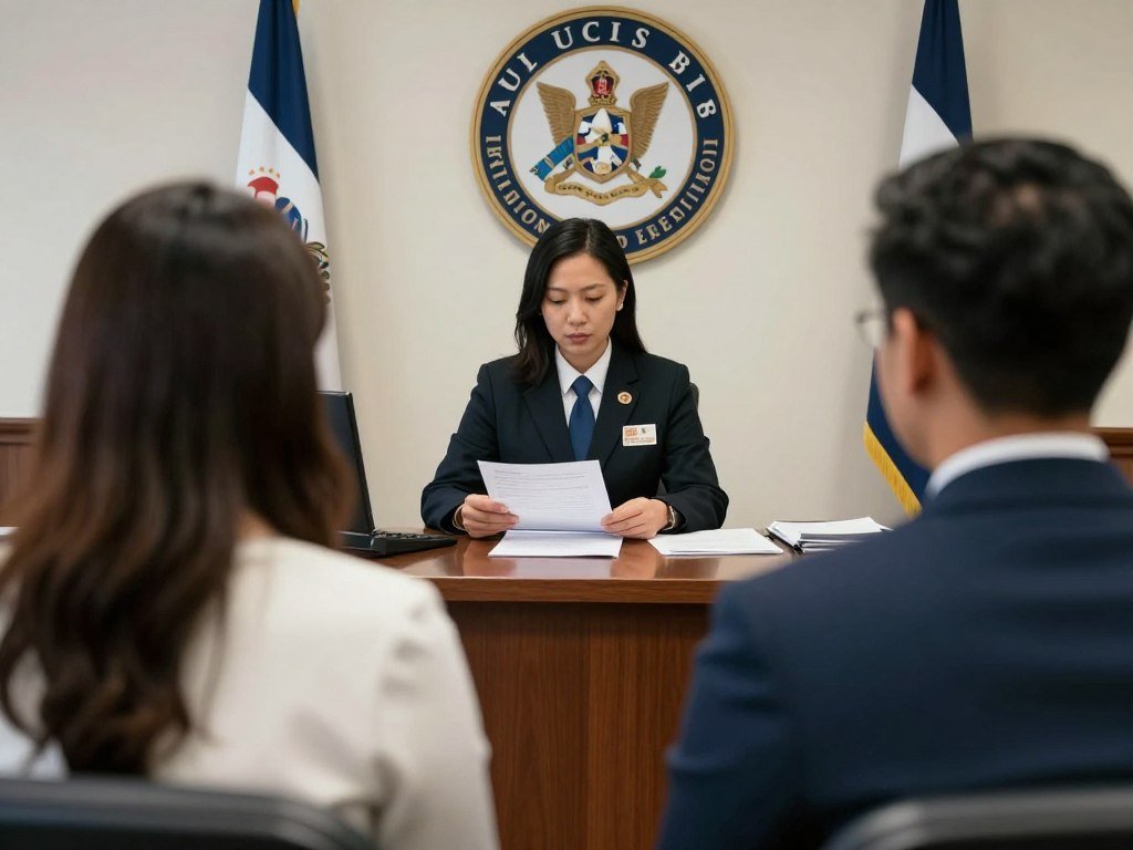 Marriage green card interview at USCIS office