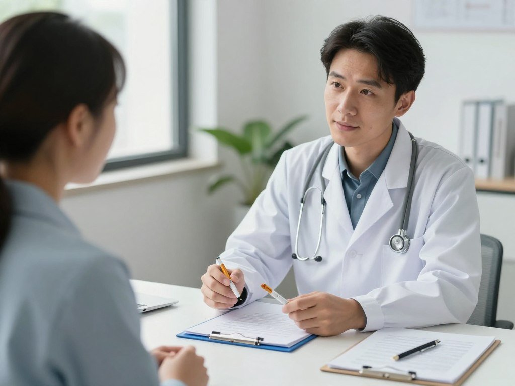 Medical consultation showing doctor discussing cessation treatments with patient