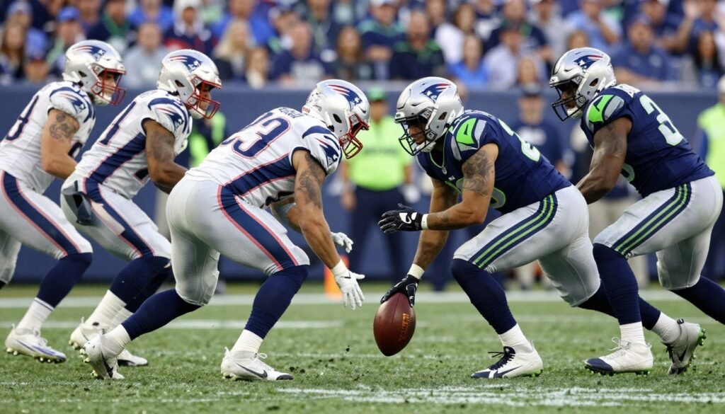 Patriots and Seahawks players in action during a previous matchup