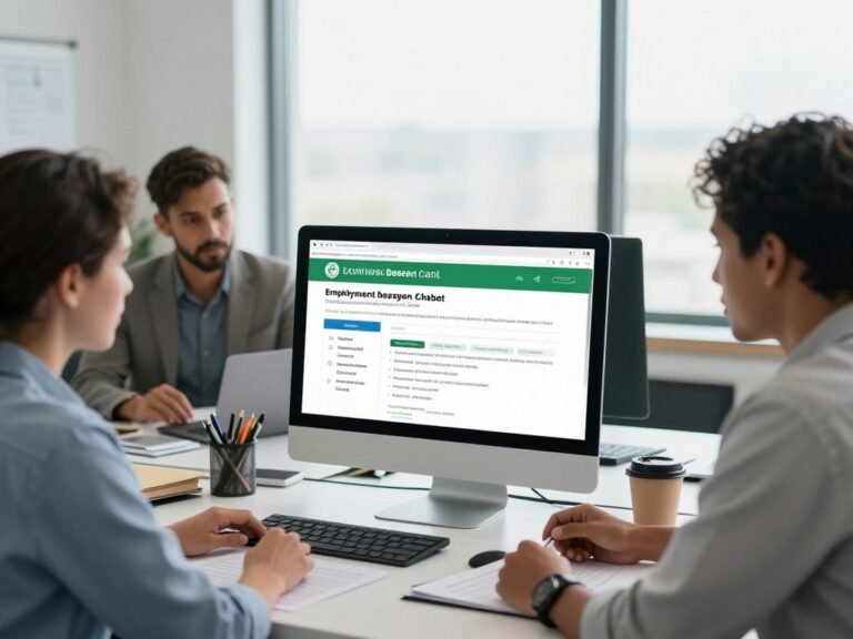 Professional worker reviewing green card eligibility criteria on computer