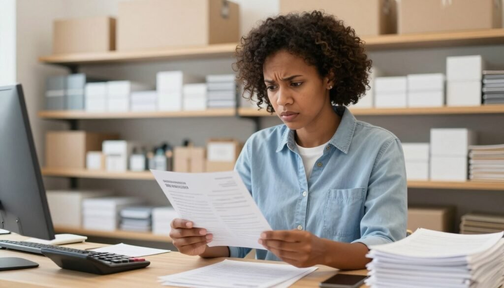 Small business owner reviewing increased costs