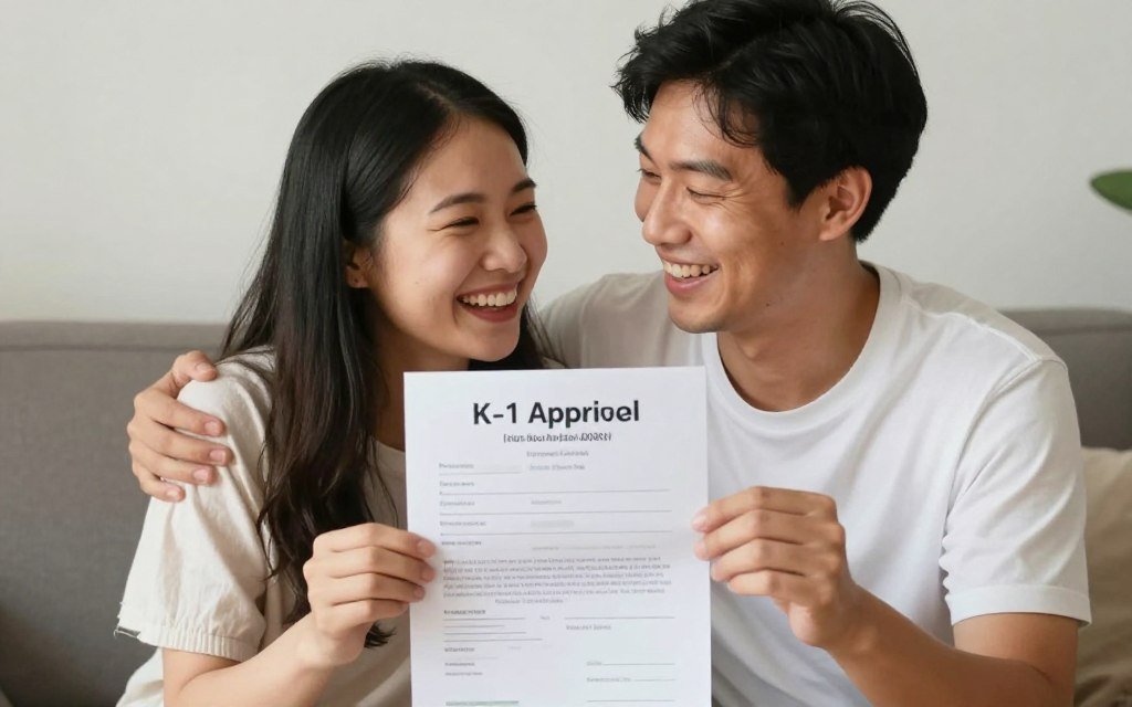 Successful K-1 visa approval celebration couple