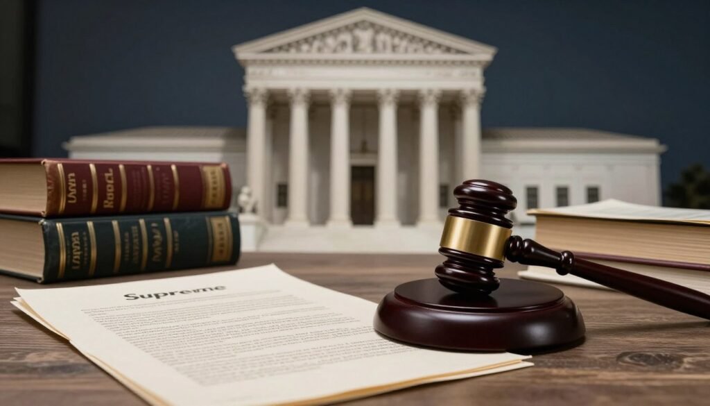 Supreme Court with legal briefs and constitution