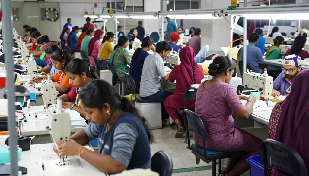 Textile workers in Bangladesh factory