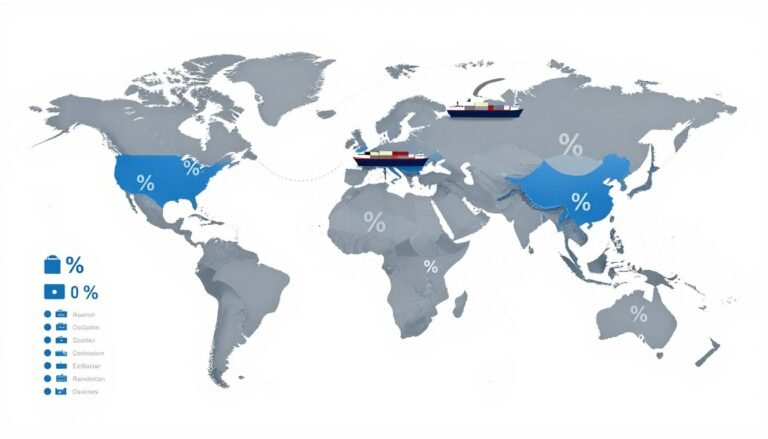 US 10% tariff policy economic impact visualization showing global trade networks