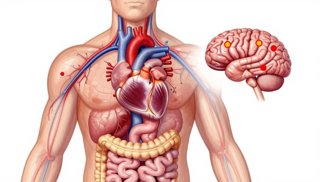 health consequences of chronic stress showing medical imagery