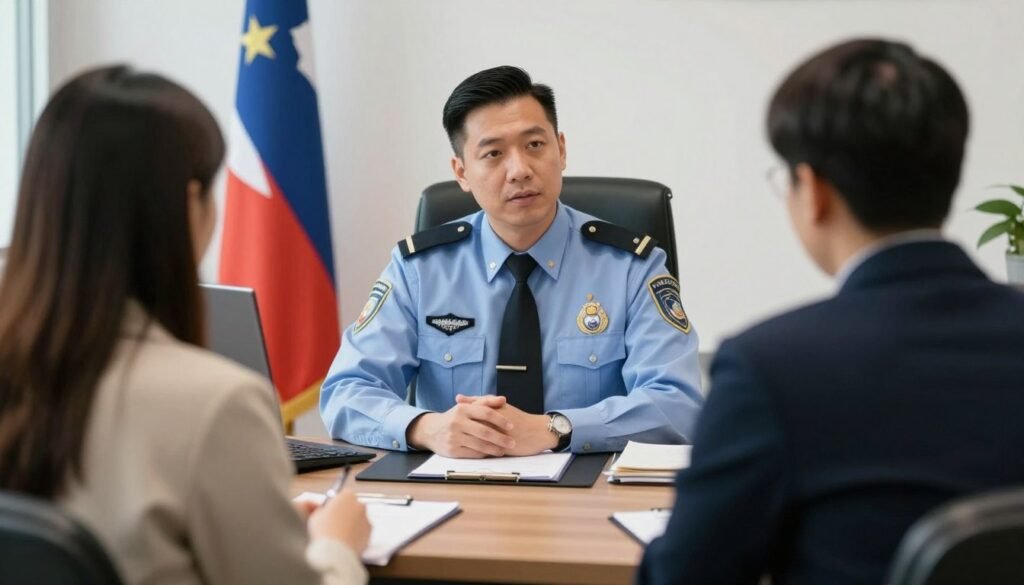 immigration officer conducting asylum interview