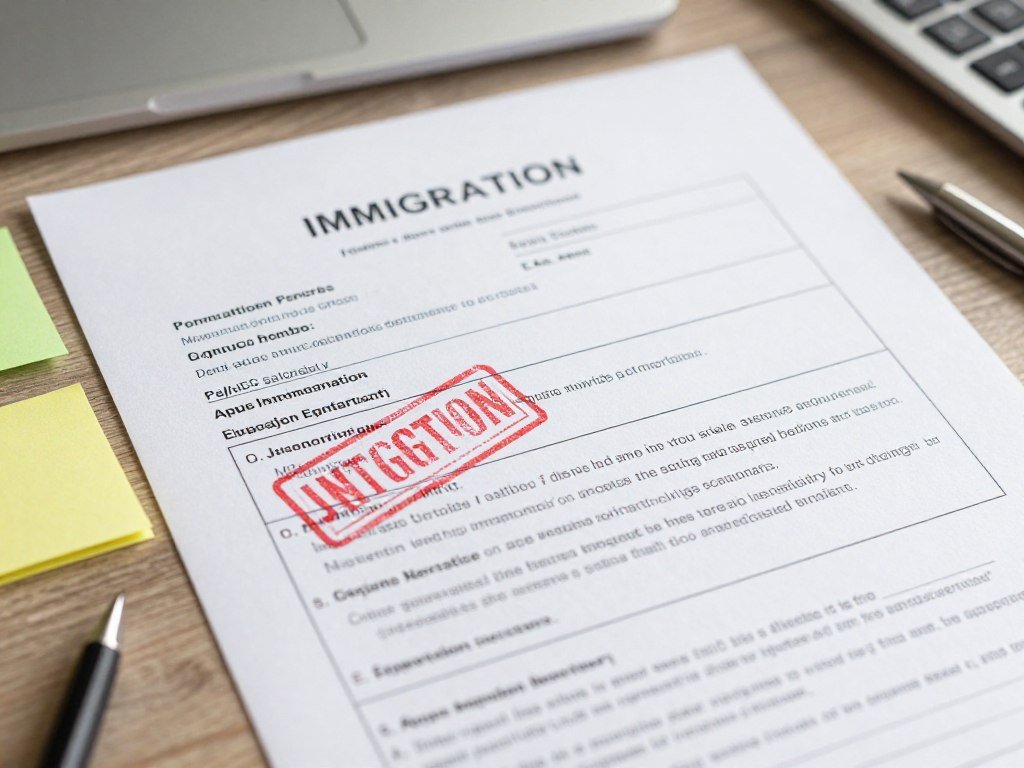 rejected immigration application with red stamp