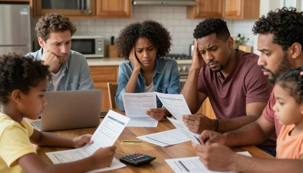 American families affected by credit card default trends reviewing household budgets