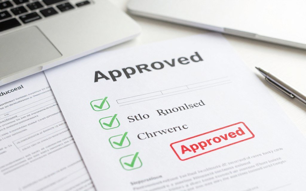 Checklist and approved stamp representing success tips