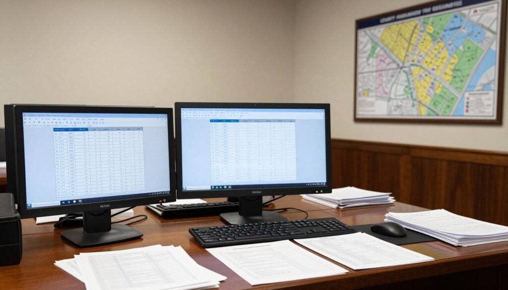 County assessor reviewing property data for tax assessment