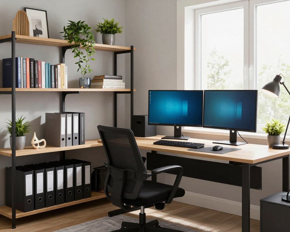 Dedicated home office space with desk, computer, and professional setup for tax deduction
