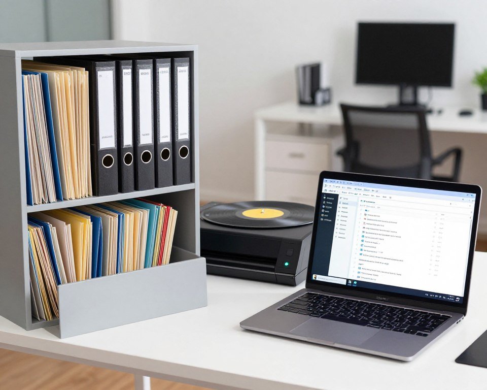 Digital and physical record-keeping system with organized business documents