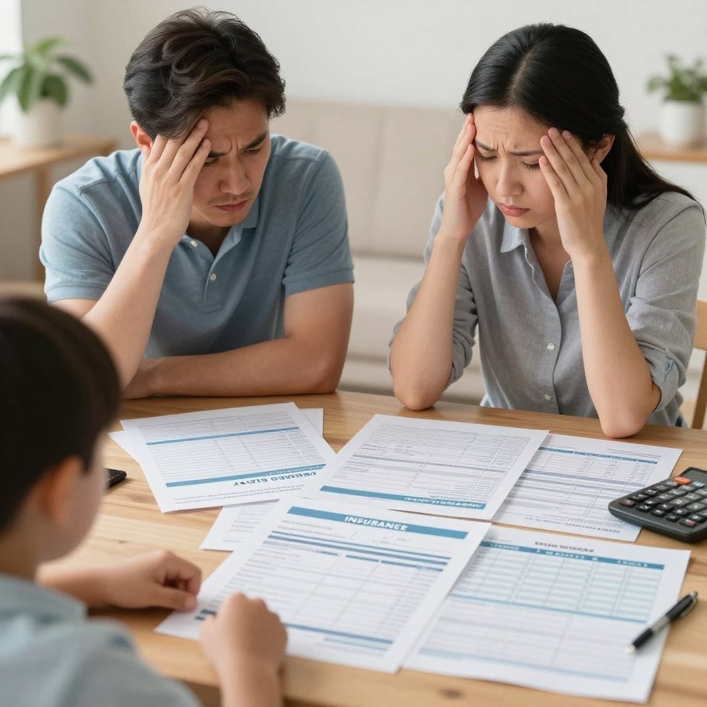 Family healthcare costs showing rising insurance premiums and out-of-pocket expenses burden