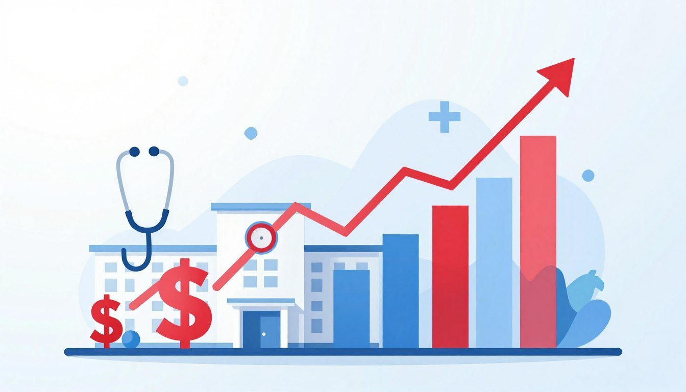Healthcare Cost Inflation Impact on the U.S. Economy showing rising medical expenses and economic charts