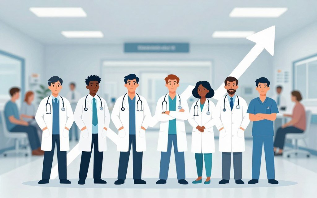 Healthcare employment growth showing hospital workers and medical services jobs increasing