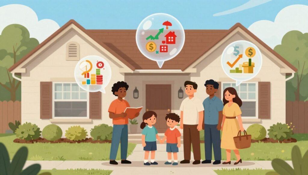 Illustration showing impact of tech bubbles on American households and daily life