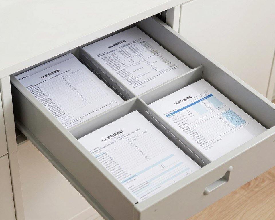 Organized filing system with receipts, invoices, and business expense documentation