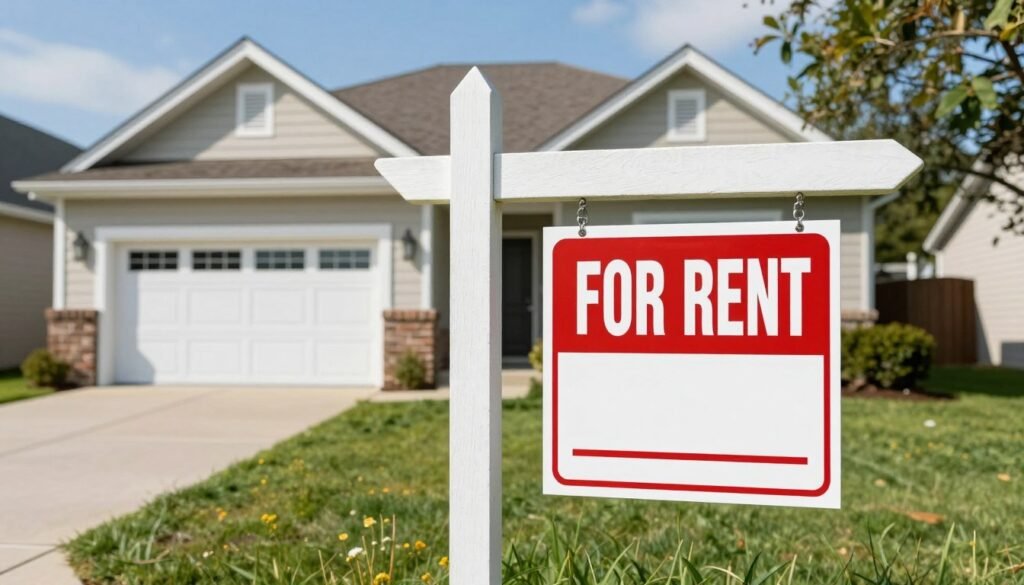 Rental property with for rent sign representing investment property taxes