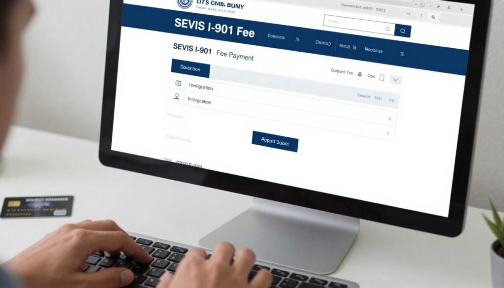 Student completing SEVIS fee payment online