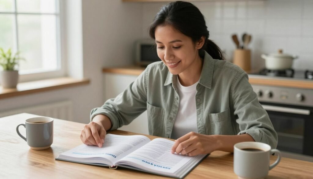 Successful immigrant studying U.S. citizenship interview questions at home