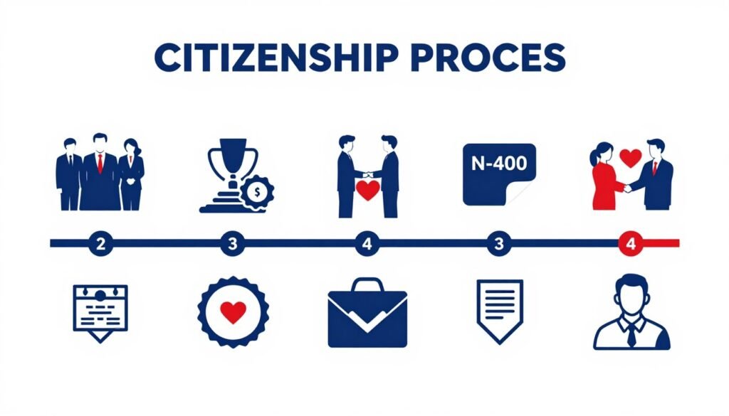 Timeline showing U.S. citizenship interview questions preparation steps