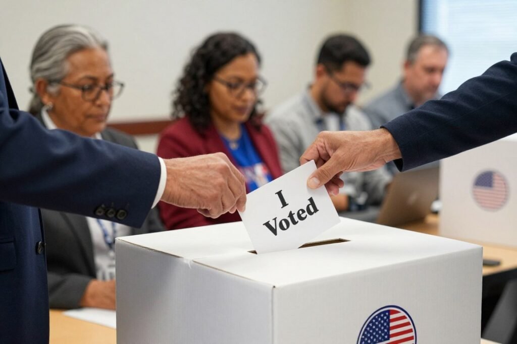 U.S. citizens exercising voting rights showing benefits of U.S. citizenship