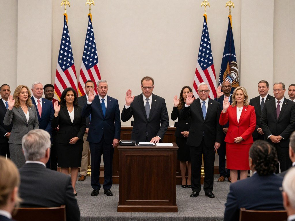 U.S. naturalization ceremony with new citizens taking oath of allegiance showing path to becoming U.S. citizen