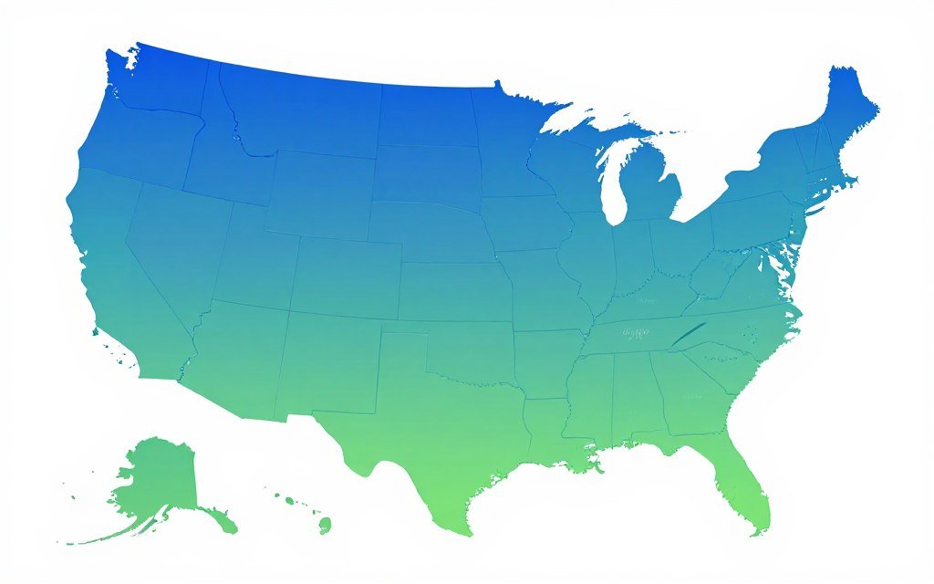United States map showing different state tax rates