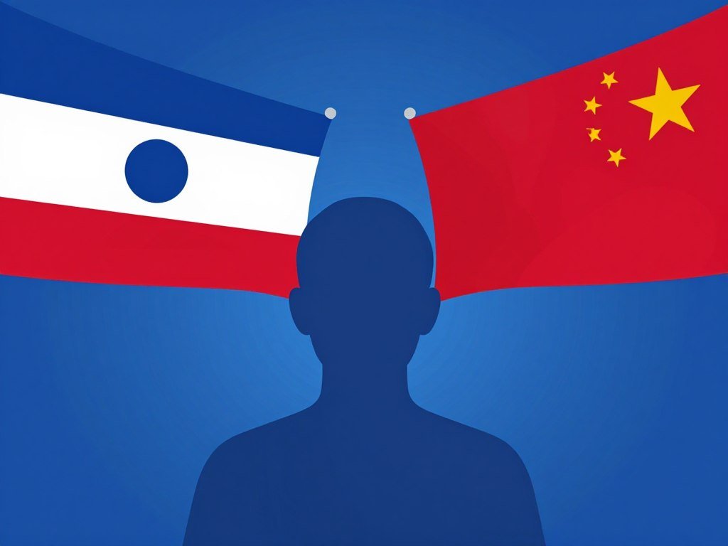 concept illustration of dual citizenship with two flags