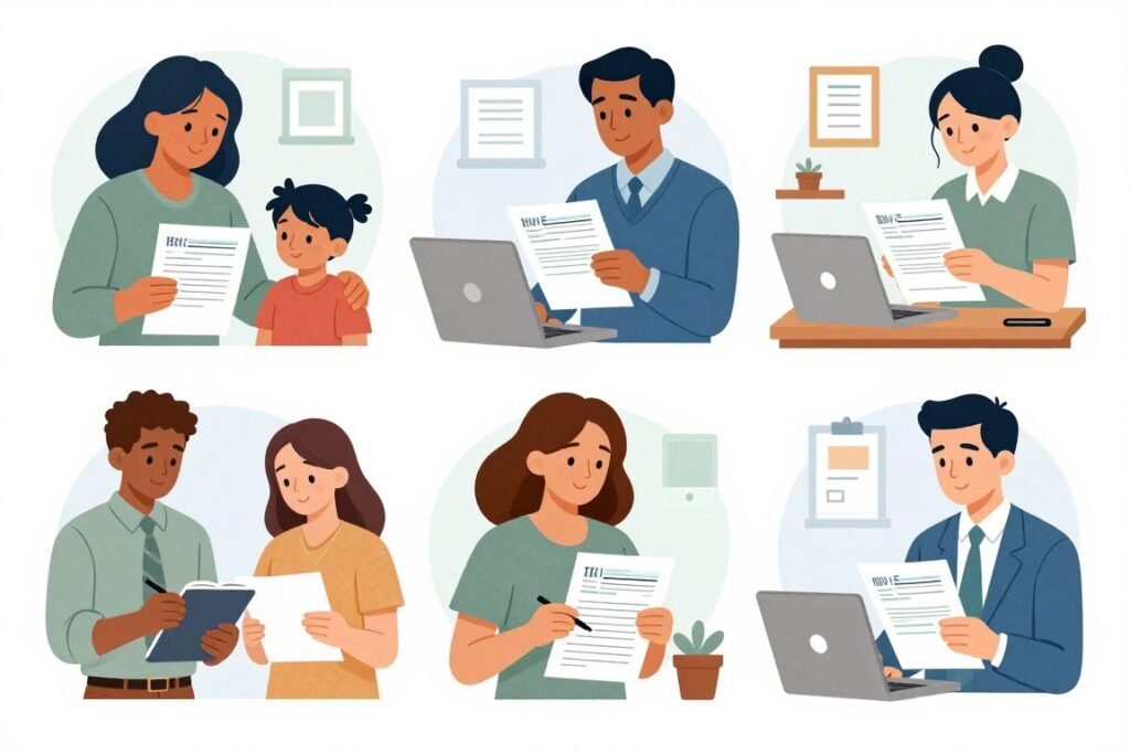 diverse groups of people who receive tax refunds including families and workers