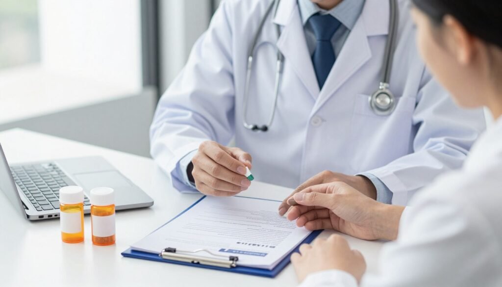 doctor discussing diabetes medication with patient