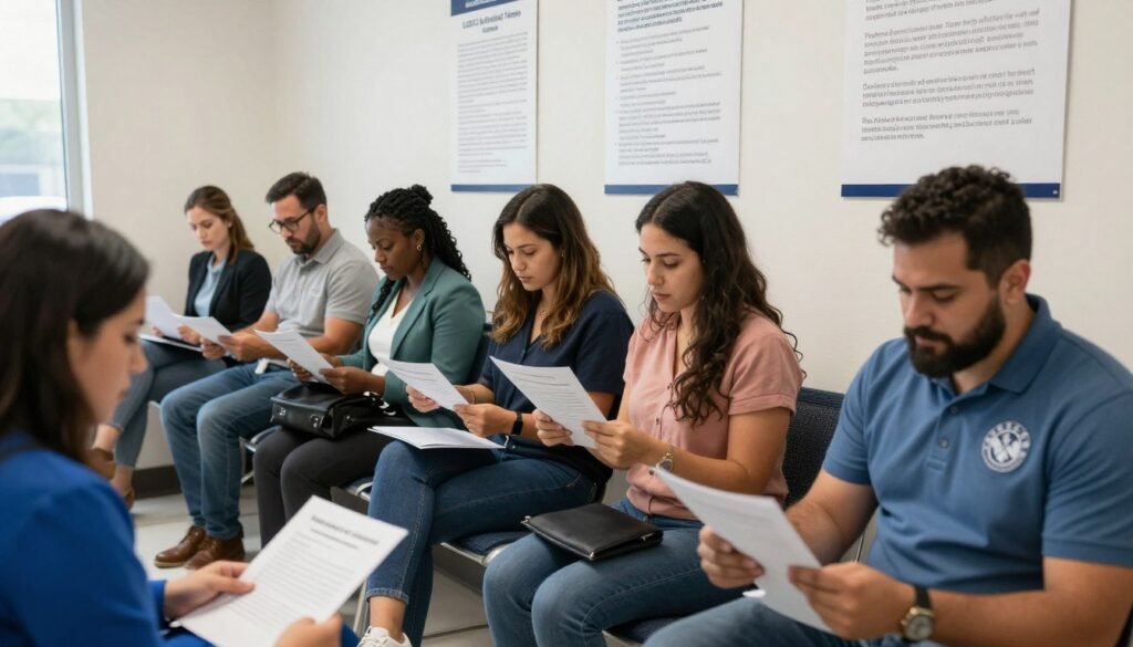 immigration office scene showing naturalization process