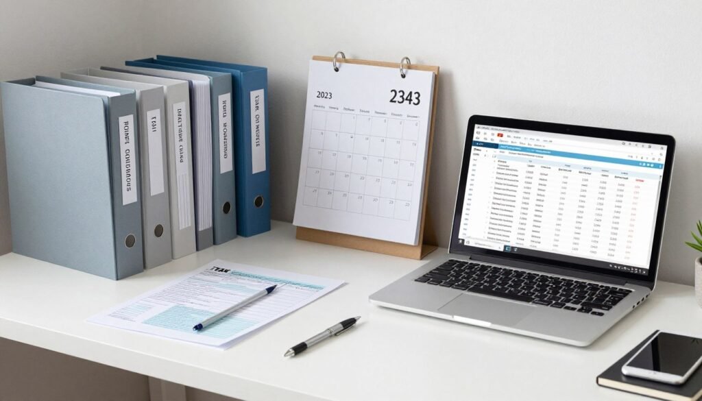 organized tax documents and financial planning materials