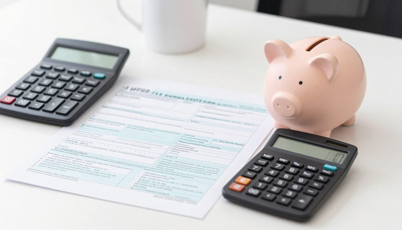 tax-free income concept showing calculator and tax forms