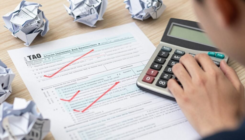 tax mistakes concept with red x marks on tax forms