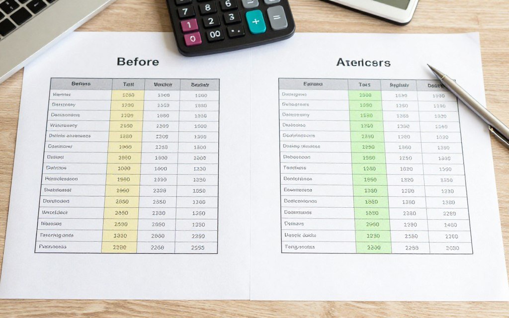 tax savings calculation example with financial documents