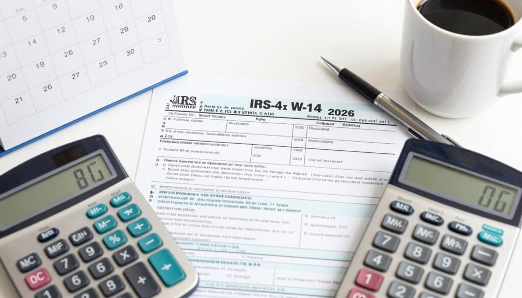 tax withholding adjustment form with 2026 calendar and calculation worksheet