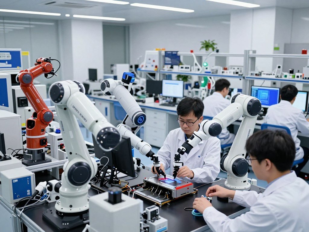 Advanced robotics laboratory showing cutting-edge automation technology