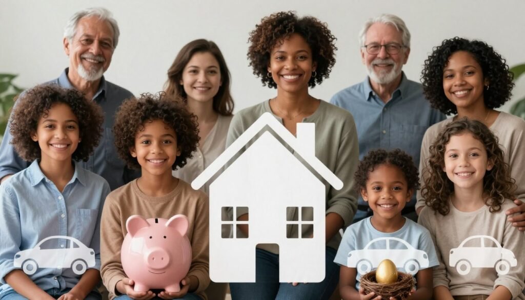 American families affected by federal budget deficits showing diverse households