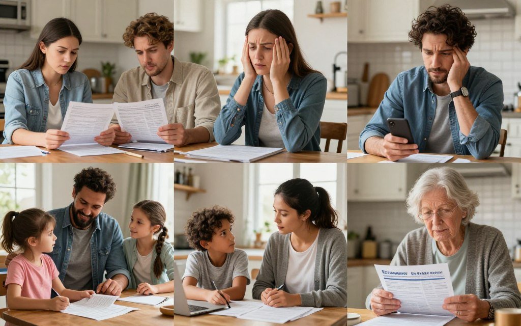 American families affected by financial market bubbles showing cost of living and investment impacts